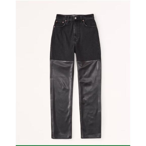 Abercrombie Curve Love Mixed Fabric Ultra High Rise 90s Straight Jeans Women 20R - Picture 1 of 13